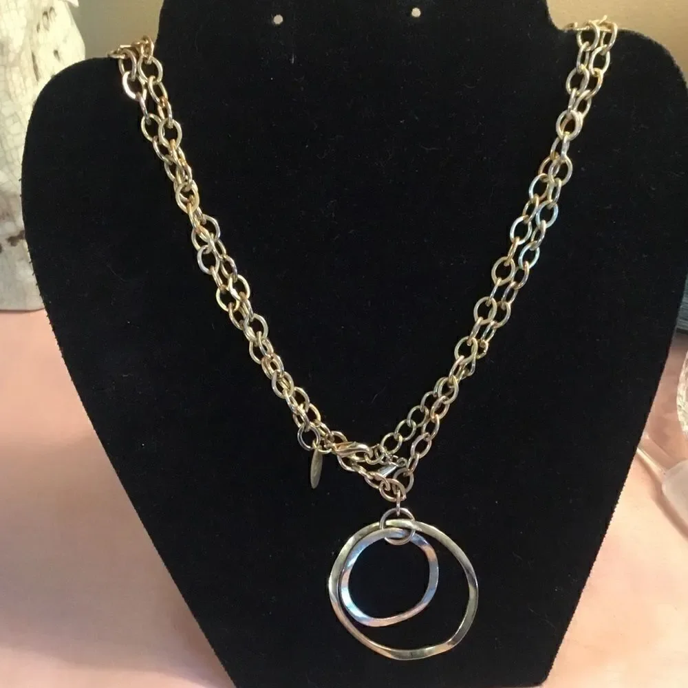 Goldtone Link Necklace and Pendant